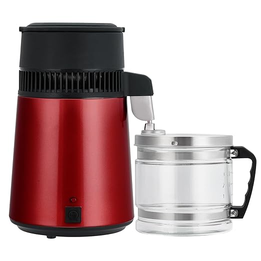 4L Water Distiller,Household Stainless Steel Distilled Water Purifier,Countertop Distilled Water Maker,4 Litre Distilled Water Machine for Home.Red.