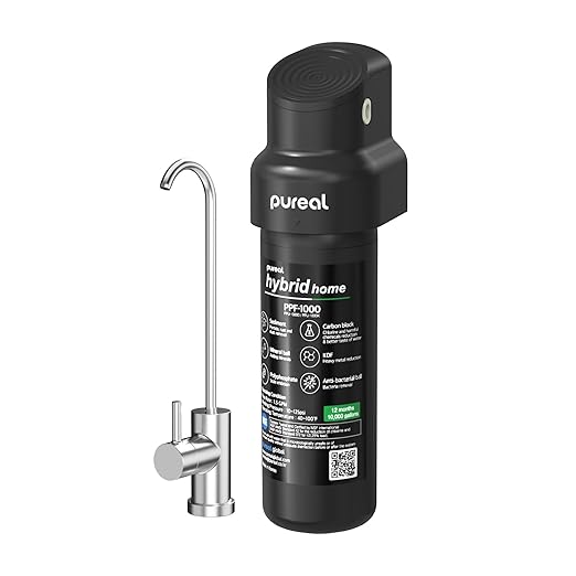 Pureal Hybrid Home PPU-1000D Under Sink Water Filter System with Faucet, 10K Gallons, NSF/ANSI 42&372, Mineral Sediment Carbon Block KDF Polyphosphate Filter for Scale & Lead & Chlorine