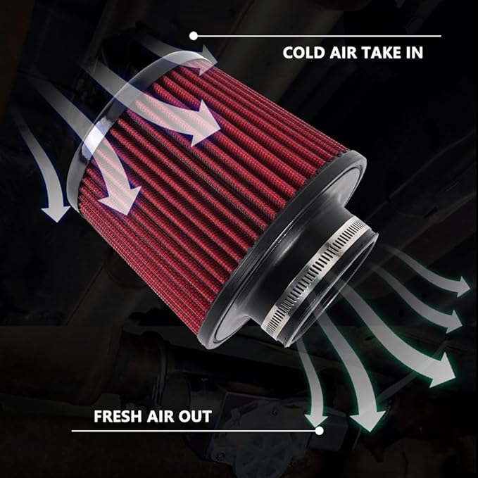 muge racing Universal 3 Inch 76mm Air Intake Filter Replacement Cone Air Filters Quality Dry Air Filter