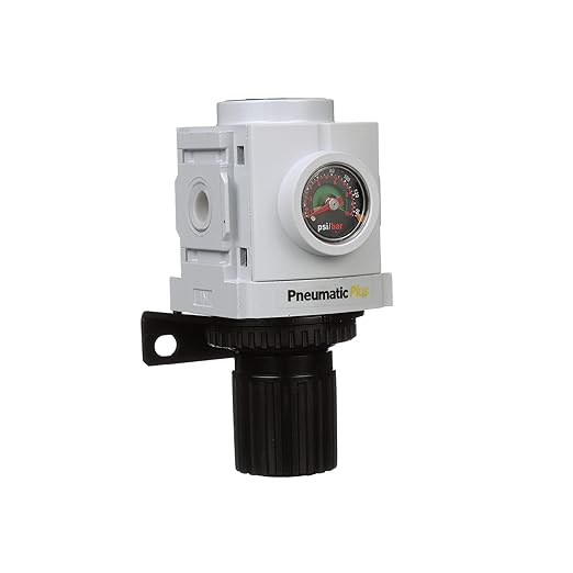 PneumaticPlus PPC3C-N02G Compressed Air Drying System- Particulate Air Filter, Coalescing Filter & Air Pressure Regulator Combo 1/4" NPT (High Flow), Poly Bowl with Guard, Manual Drain