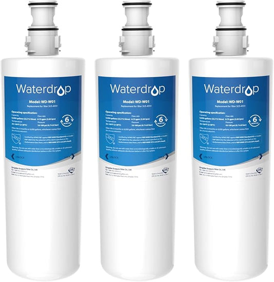 Waterdrop 3US-AF01 Under Sink Water Filter, Replacement for Standard Filtrete® 3US-AF01, 3US-AS01, Aqua-Pure AP Easy C-CS-FF, WHCF-SRC, WHCF-SUFC, WHCF-SUF, NSF/ANSI 42 Certified, Pack of 3