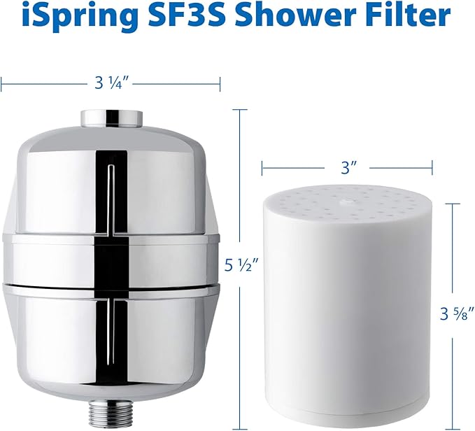 iSpring FSF3 Maximum 15-Stage Shower Filter Replacement Cartridge, Removes Chlorine, Sediment, Heavy Metal, and Odor, Improves Conditions of Skin, Hair, and Nails, High Output No Clog, White