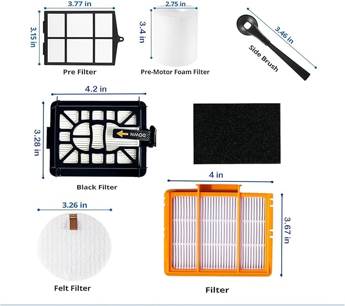 Replacement Parts for Shark AI AV2511AE AV2501S AV2610WA AV2501AE RV2502AE RV2610WA UR2500SR RV2520 AV2510 Accessories Kit with Main Roller Brush Filters Foam/Primary Filter Sweep Side Brushes