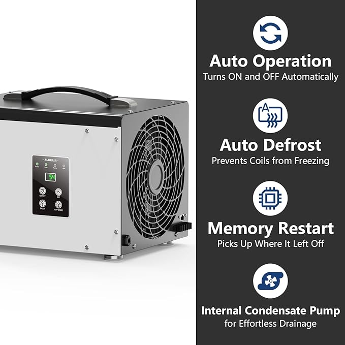 ALORAIR Crawl Space/Basement Dehumidifier 70 Pint with Pump, Automatic Defrost, Up to 1000 Sq Ft Commercial Dehumidifier, Memory Start, cETL Listed
