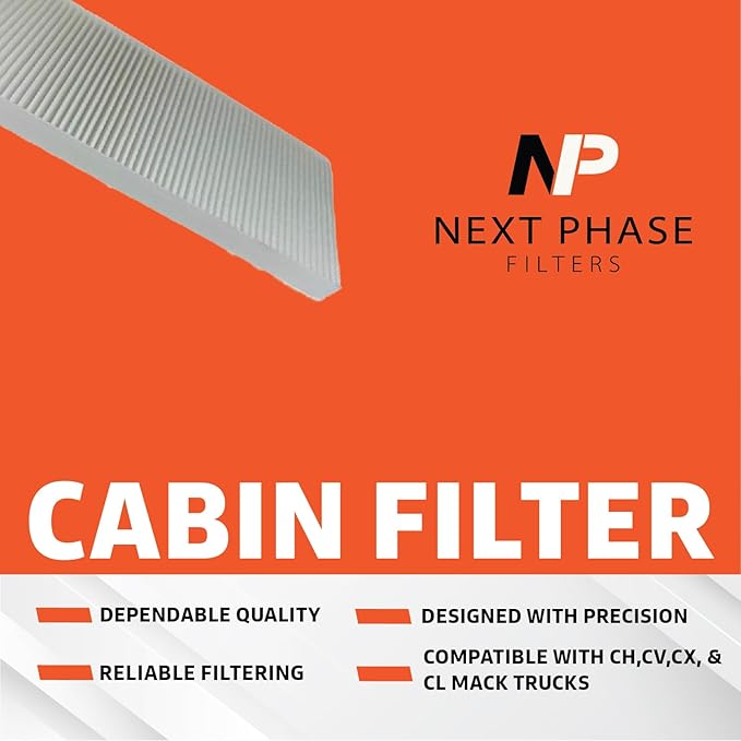 Cabin Filter - Compatible with CH, CV, CX & CL Mack Trucks - Cabin Air Filter Replacement - Replaces O.E. 82745222; Baldwin PA30330, Luberfiner CAF24037, Wix WP10433