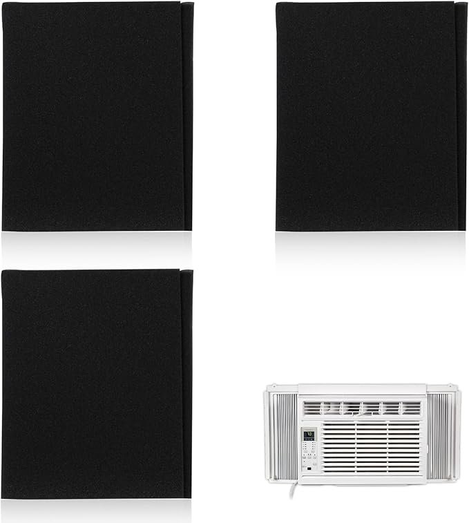 3 Pack Replacement Window Air Conditioner Foam Filter Pad Compatible with FRIEDRICH, GE, HEPA, Next Gen AC Window Unit Purifier, Cut to Fit Washable Reusable Carbon Pad Air Purifier Filters, 1285234
