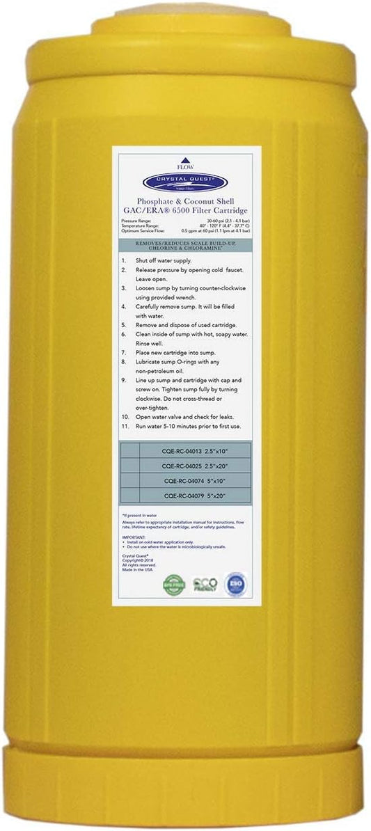 Crystal Quest Phosphate & Coconut Shell GAC Filter Cartridge – Reduces Scale, Chlorine & Chloramine – Enhances Water Quality – Long-Lasting, High-Performance Filtration for Home & Commercial Use