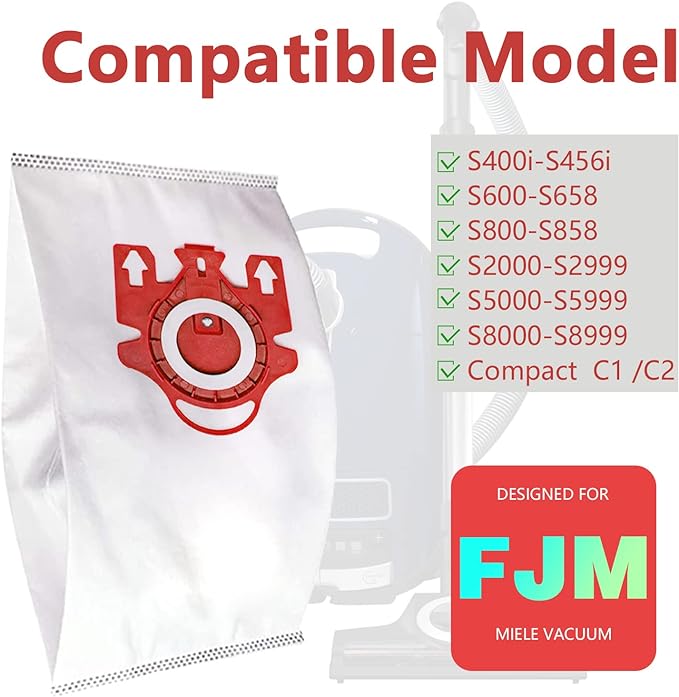 3D Airclean Dust Bags Replacement for Mie.le FJM Compact C2 Compact C1 Complete C1 S241 S290 S300i S500 S700 S4 S6 Series (Pack of 20) with 5 Motor Protection Filters 5 Air.Clean Filters