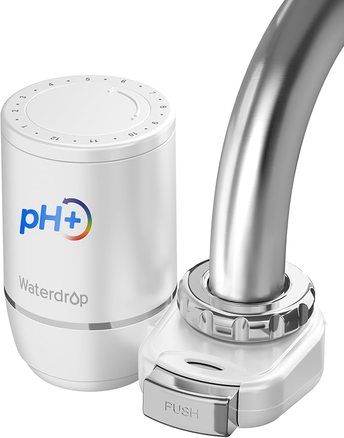 [Alkaline] Waterdrop Water Filter for Sink Faucet, Filter Life Reminder, 320 Gallon Tap Water Filter for Kitchen Sink, NSF Certified Reduces Chlorine, Faucet Mount Water Filtration System, 1 Filter