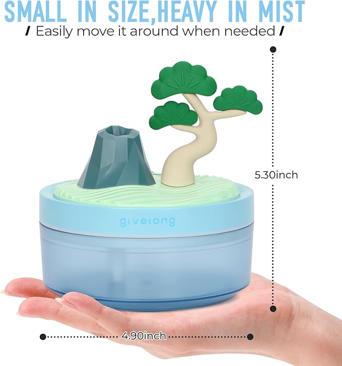 Cute Mini Humidifier, 320ml Pine Tree Desktop Humidifiers for Bedroom, Portable Small Cool Mist Humidification for Home, Baby Nursery, Office & Indoor Plants, USB Powered
