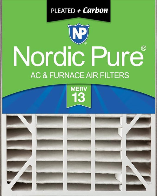 Nordic Pure 20x25x5 (19_3/4 x 24_1/4 x 4_7/8) Air Bear AC Filter Replacement MERV 13 Plus Carbon 1 Pack