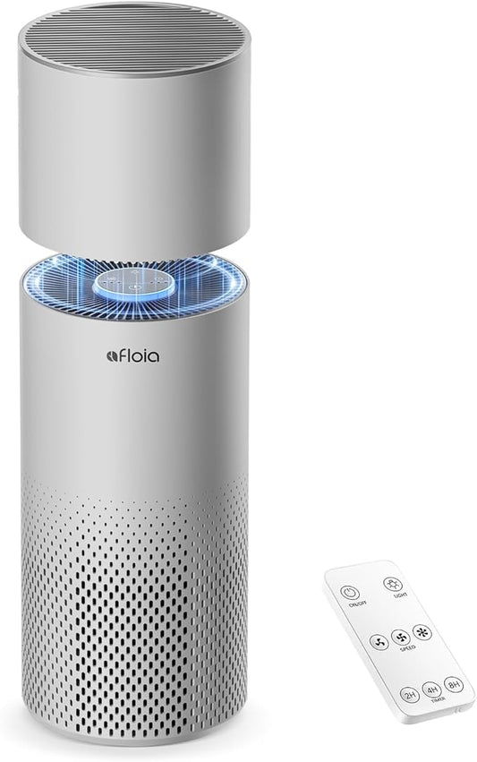 Afloia Humidifier and Air Purifier in One, Air Purifier and Evaporative Humidifier Combo for Home, 24dB Quiet Air Cleaner Remove Pets Dust Dander Hair Allergy Pollen Smoke Smell for Room, Grey