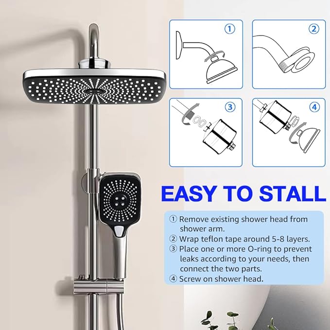 Shower Filter, 15 Stage Shower Head Filter for Hard High Output, Reduce Chlorine, Dry Skin - Shower Water Softener