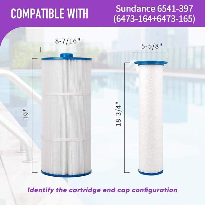 ZOTEE Pool Spa Filter Replaces Sundance Microclean Ultra Set 6541-397 Outer Filter # 6473-165 and Inner Filter 6473-164, Series 880, Hot Springs Spa Filters, 1 Set