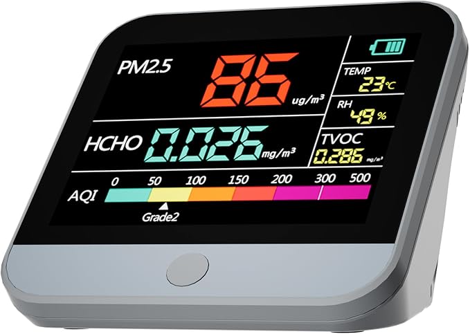 13 in 1 Air Quality Tester for Home, Indoor Air Quality Monitor, with PM1/PM2.5/PM10/Particle Counter/AQI/Humidity/TVOC/Temperature/Formaldehyde, Portable Air Quality Sensor