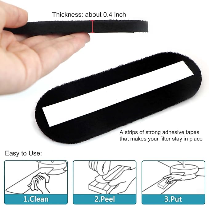 15 Pack Ceiling Fan Filters for Blades, Air Filters with Activated Charcoal, Easy-Stick Universal Fit, Ceiling Fan Air Purifiers for Common Household Contaminants，Unscented