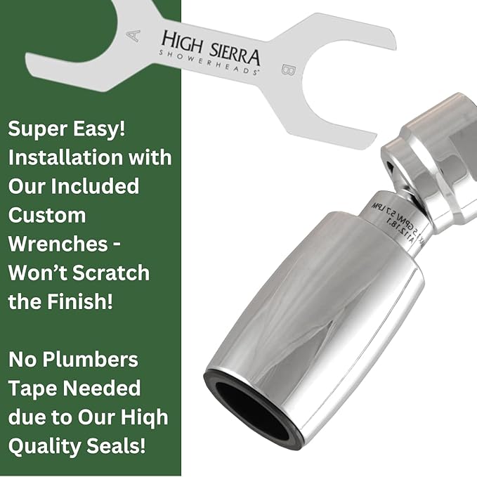 High Sierra Showerheads® - CLASSIC™ Solid Metal 2.0 GPM Award Winning, High Pressure Shower Head, Patented Nozzle Never Clogs - Polished Brass Finish