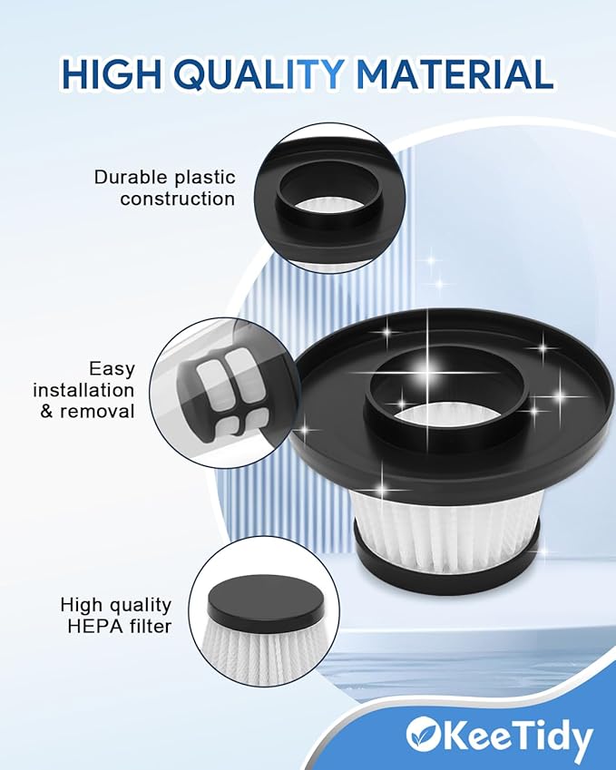 Replacement Filter Compatible with Horsepower Duck Compact Cordless Vacuum Cleaner AS Seen On TV, Vacuum Cleaner Filter Replacement Parts, Black, 4+1 Pack