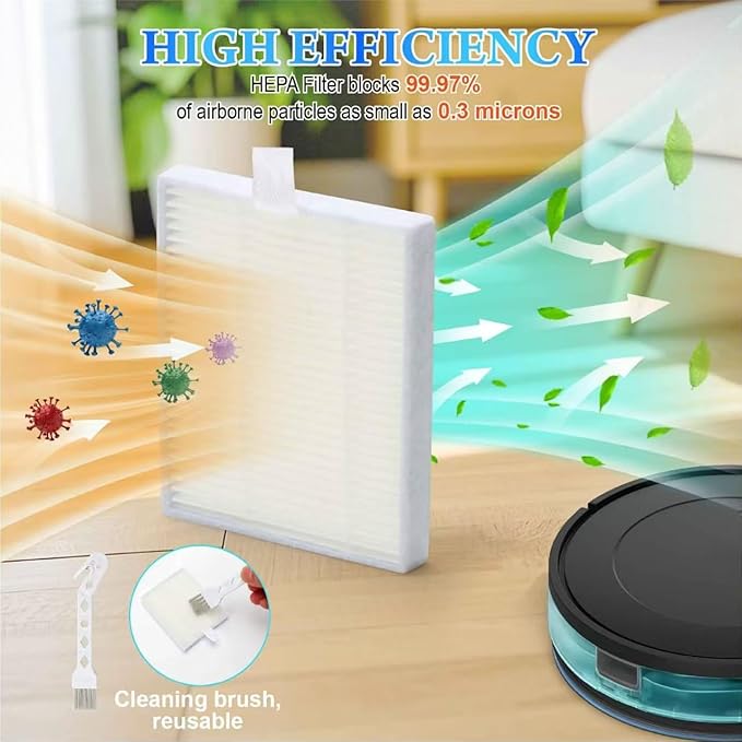 Replacement Parts Compatible for iRobot Roomba 104, 105 Vac/Combo, Y0140, Q0120, Y0110, Q011, Q0520 Robot Vacuum Cleaner, 2 Roller Brush, 4 Filters, 4 Side Brushes, 1 Cleaning Brush