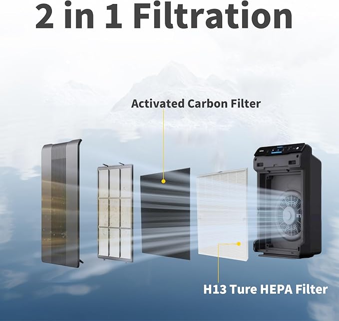 115115 Replacement Filter for Winix Plasmawave C535,5300,5300-2,6300,6300-2,P300,AM90,C909,9800,9000,5000,5000B Air Purifier,2 set True HEPA Size.2 HEPA +12 Carbon Filters.