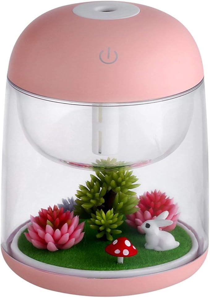 Micro Landscape Humidifier with Changing Led Light,Adjustable Mist Mode, Waterless Auto Shut-off,for Bedroom,Office,Car (pink)