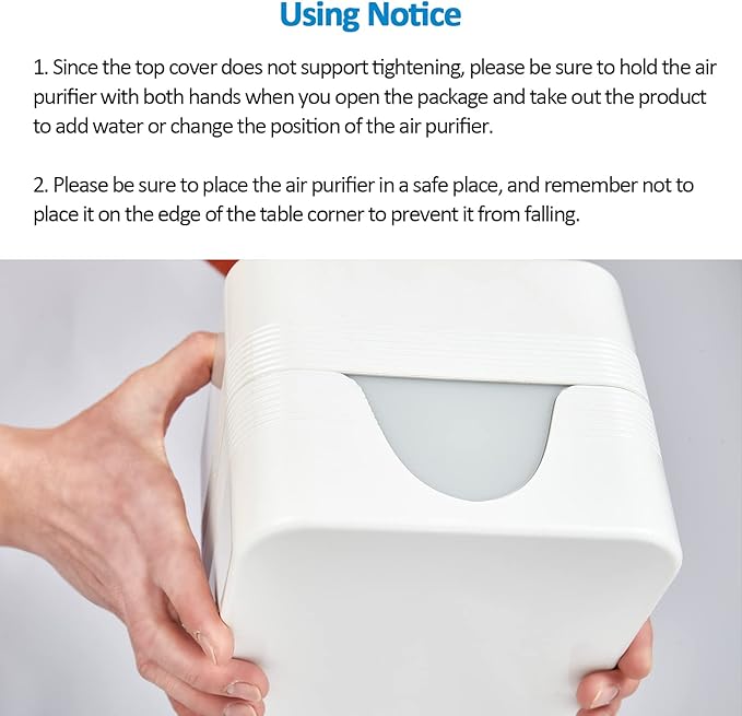 Water-Based Air Purifier Air Washer, Air Revitalizer with Filter Net, Air Fresher with Warm Color LED Night Light, Small Air Cleaner for Home and Office, Aroma Diffuser for Smoke & Pet