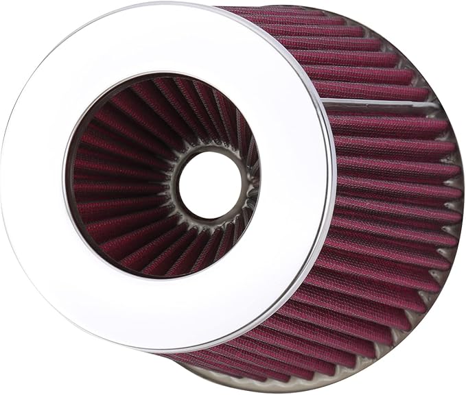 Universal Clamp-On Air Filter Fits 3 In /3.5 In /4 In Three Different Size, Height: 5.5 In, Length: 1.125 In, High Flow Round Tapered Washable For Car and Motorcycle