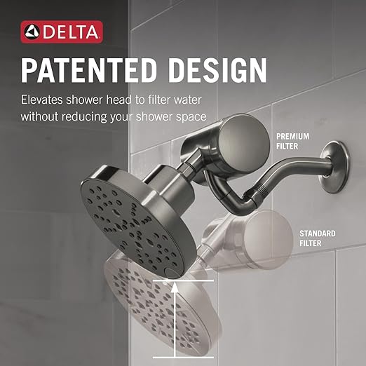 Delta Faucet Clarifi Premium Shower Filter Attachment Black Stainless with Additional Filter Cartridge