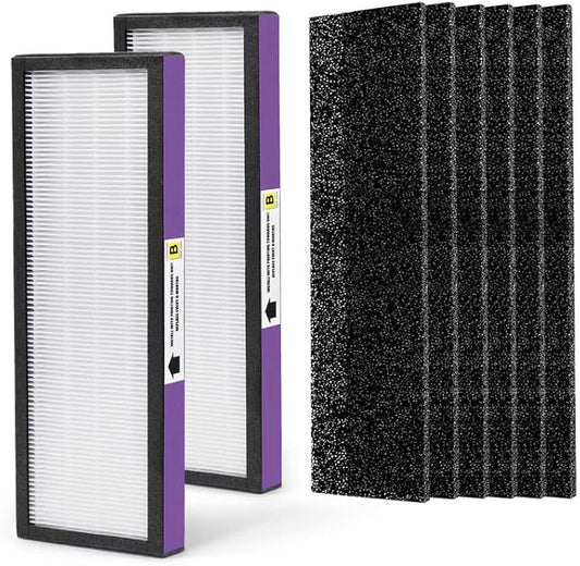 FLT4850PT Air Puri-fier Filter Replacement Filter Compatible with Germ-Guardian Filter B AC4850PT AC4300WPT AC4900 Air Puri-fier, 2 HEPA and 6 Pre-Filter