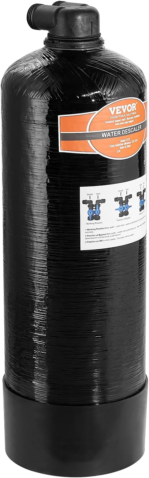 VEVOR Whole House Salt Free Descaler, Water Filter for City Water, 600,000 Gallon Whole House Water Descaler for All Kinds of Plumbing Pipes, 1" NPT & 3/4" NPT, for 2-3 Person Family