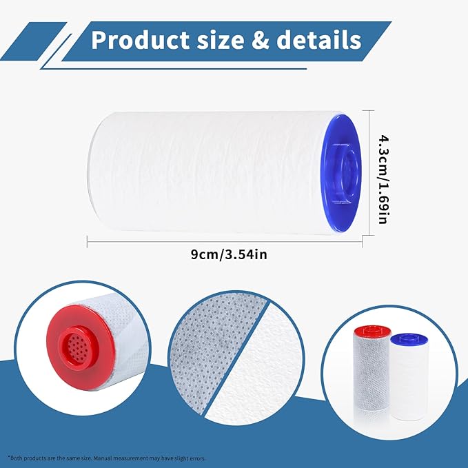 Replacement Filter Set for Weddell Duo - High-efficiency Shower Water Filtration System that Removes Chlorine/PFAS/Contaminants for Better Skin and Hair Health (4R+4B)