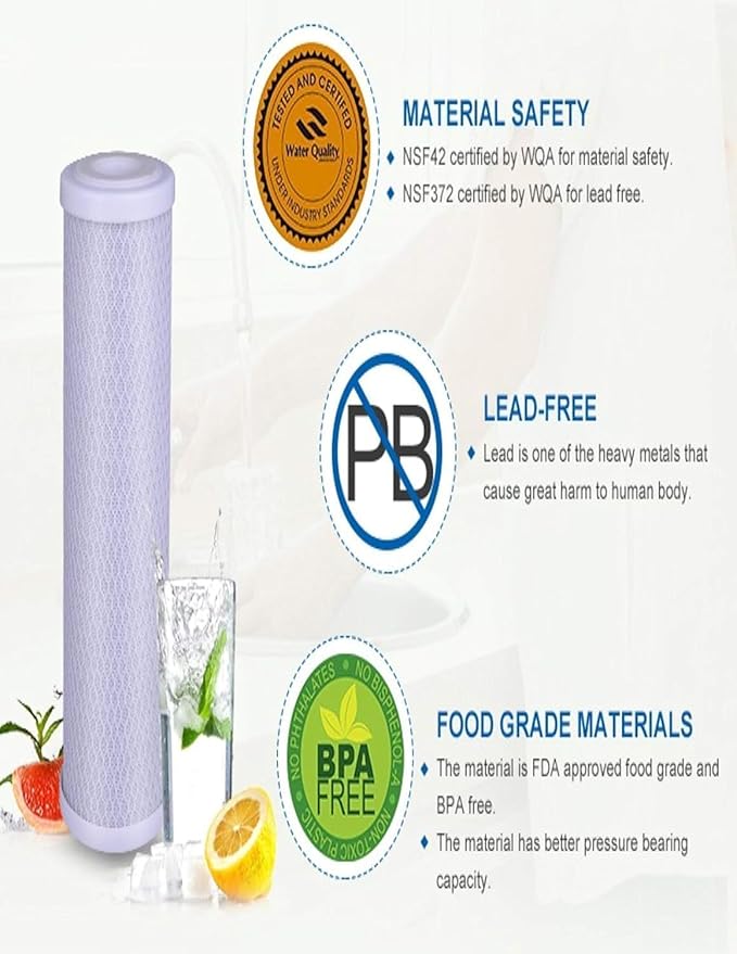 CFS – Carbon Block Water Filter Cartridge Compatible with Flow-Pur 8, WCBCS-975-RV Models – Removes Bad Taste and Odor (Pack of 12)