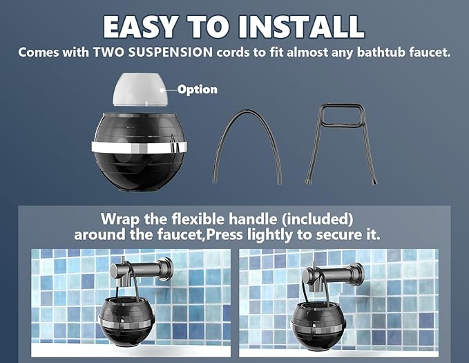 Bathtub Water Filter for Tub with Overflow,2,500 Gallons of Filtration,8 Stages Bath Filter,Remove contaminants,Chlorineand Fluoride,Hardwater Softener,BPA Free(Upgrade Version),Black