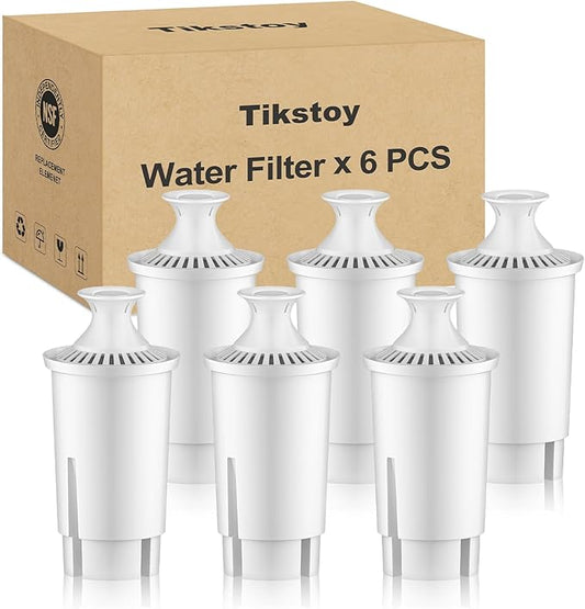 Water Fiter Replacement Fit for Brita Water Filter & Pitchers, Water Pitcher Filter Compatible with Brita Classic, Mavea, Ob03, 107007 35557, Reduce Chlorine and Heavy Metals (6)
