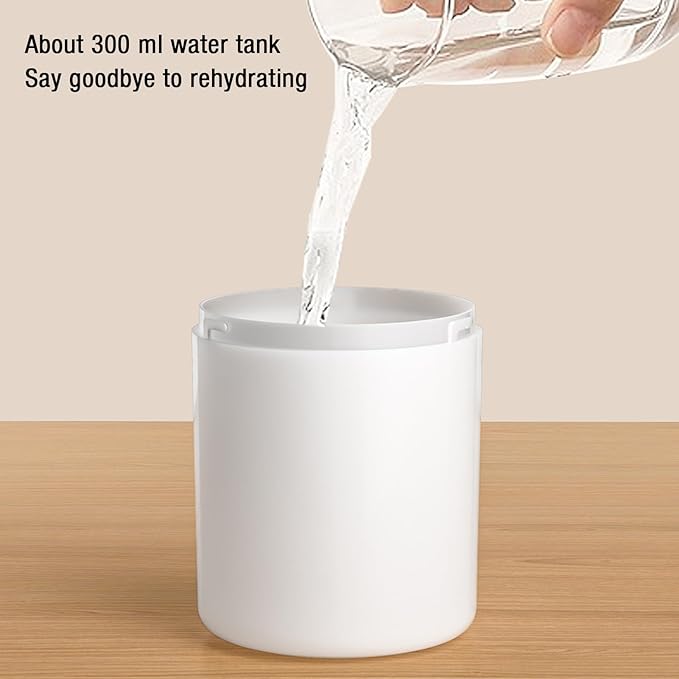 Fockety Cool Mist Humidifier, Quiet Two Mist Mode 300ML Bedroom Desk Humidifier Rechargeable USB Desktop Humidifier with Stand for Bedroom Travel Office Home (White)
