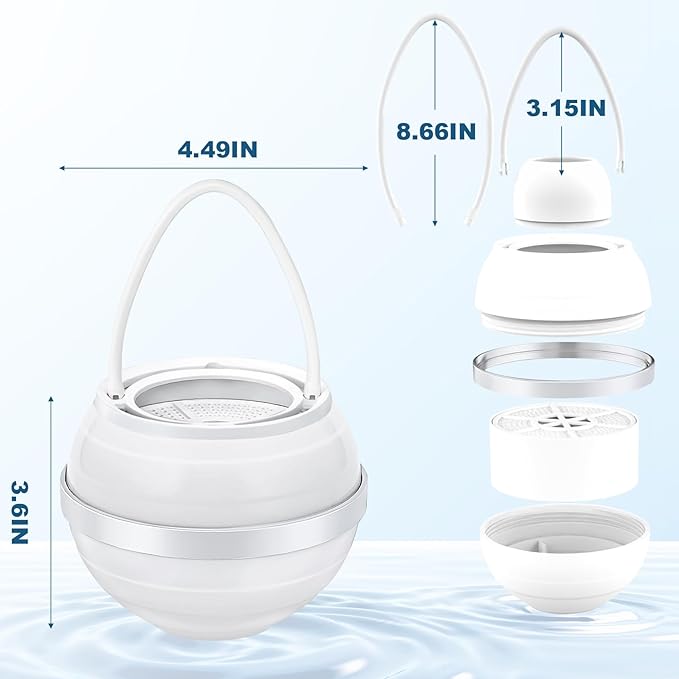 Bath Filter for Tub - 8 Stages Bath Filter- Removes Hundreds of Contaminants, BPA Free, Purify Your Bathwater for Healthier Skin and Hair, White