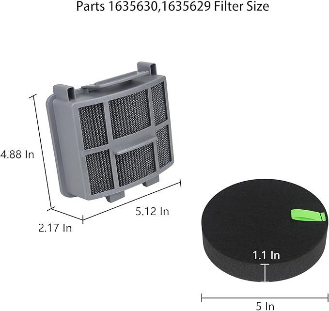 Replacement Filter Compatible with Bissell 39883 3404 3774F 3415 3418 3402 3774 3774G 3775 3409 Pet Hair Eraser Turbo Lift-Off Vacuum, Parts 1635630,1635629