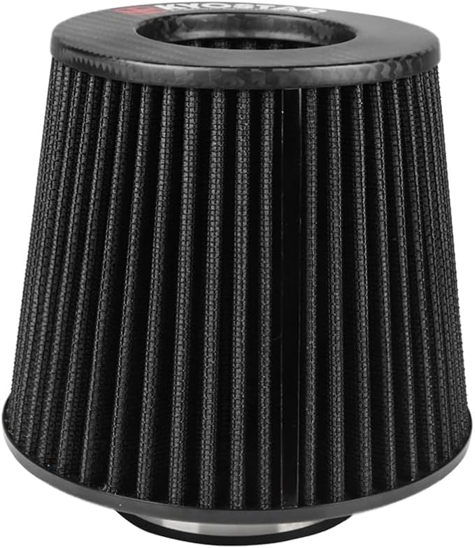 Kyostar Universal Carbon Fiber 3.5 Inch 89mm Air Intake Cone Filter Replacement Quality Dry Air Filter, Black