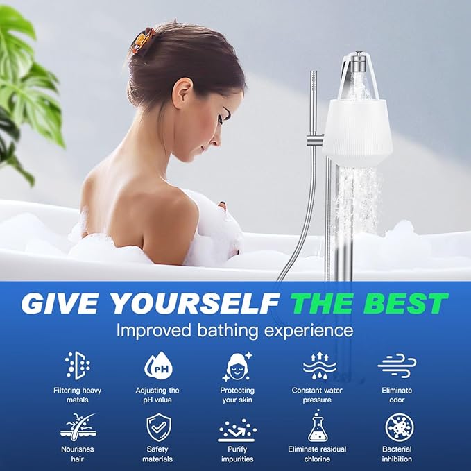 Next-Gen Bathtub Water Filter for Faucet | Removes 95% Chlorine, Lead, Fluoride & Heavy Metals | Softens Water, Hard Water Balance | Safe Bath Filter for tub, Babies, Kids & Family Skincare