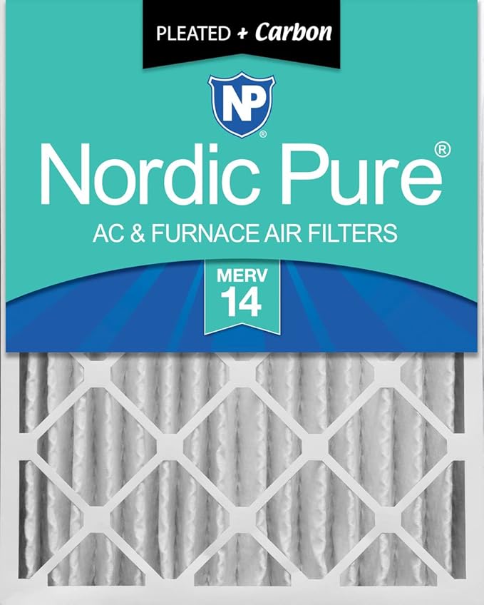 Nordic Pure 16x25x4 (15_1/2 x 24_1/2 x 3_5/8) Pleated Air Filters MERV 14 Plus Carbon 1 Pack