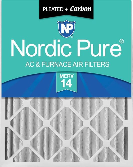 Nordic Pure 16x25x4 (15_1/2 x 24_1/2 x 3_5/8) Pleated Air Filters MERV 14 Plus Carbon 1 Pack