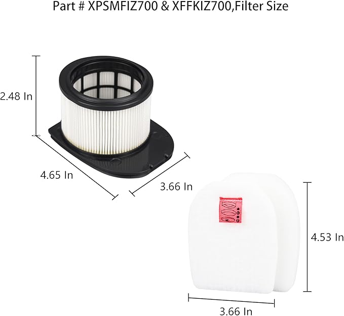 Replacement Filter Compatible with Shark UZ565H,IZ862H,IZ800,IZ840H,IZ562H,IZ540H,Cordless Pro Vacuum,Part # XPSMFIZ700 & XFFKIZ700