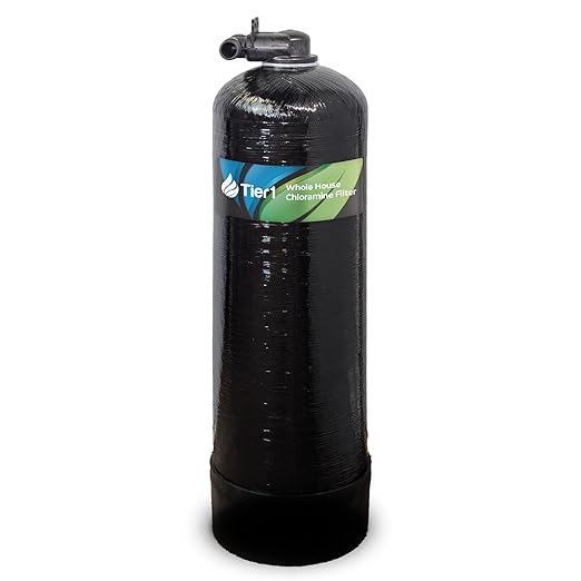 Tier1 Whole House Chloramine Filter | 600,000 Gallon Capacity, 5-6 Year Life | Pre-Filled Carbon Tank with 1 Cubic Foot of Premium Catalytic Granular Activated Carbon | Home Water Filtration System