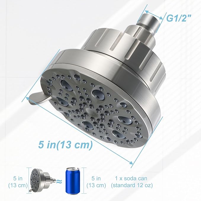 OFFO Filtered Shower Head, 20 Stage Shower Filter Head for Hard Water with Pause Mode, 9 Modes High Pressure Shower Head with Filter for Remove Chlorine and Harmful, Brushed Nickel