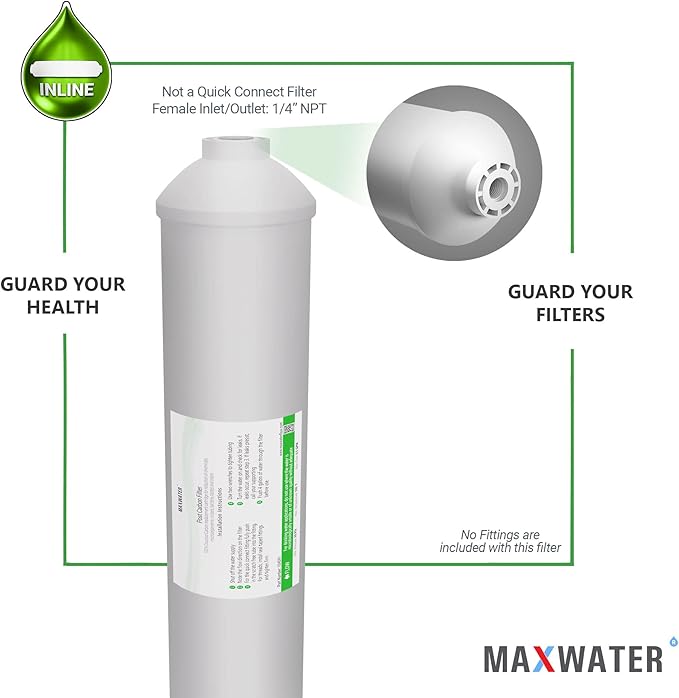 Post Activated Carbon Water Filter Replacement – 5 Micron Inline Filter – 10 inch Inline Carbon Filter– Under Sink and Reverse Fits most Reverse Osmosis Systems (1 pack)