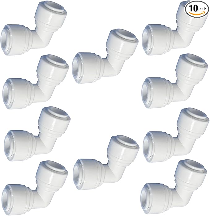 10 Pack 3/8 RO Tubing Elbow Connector 90 degree 3/8 Water Line Fittings Push to Connect Fittings for RO/DI Water Filter System/aquarium