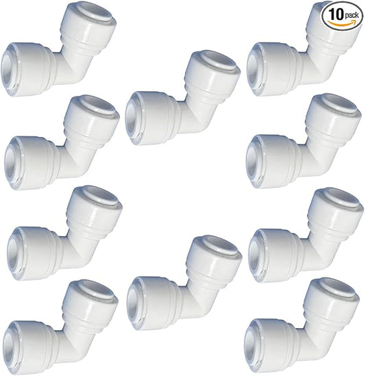 10 Pack 3/8 RO Tubing Elbow Connector 90 degree 3/8 Water Line Fittings Push to Connect Fittings for RO/DI Water Filter System/aquarium