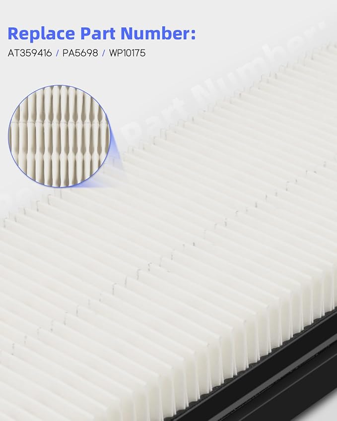 AT359416 Cabin Air Filter Fit for John Deere 318D 318E 319D 319E 320D 320E 323D 323E 326D 326E 328D 328E 329D 329E 332E 333D 333E 312GR 314G 316GR 317G, Replace PA5698 WP10175