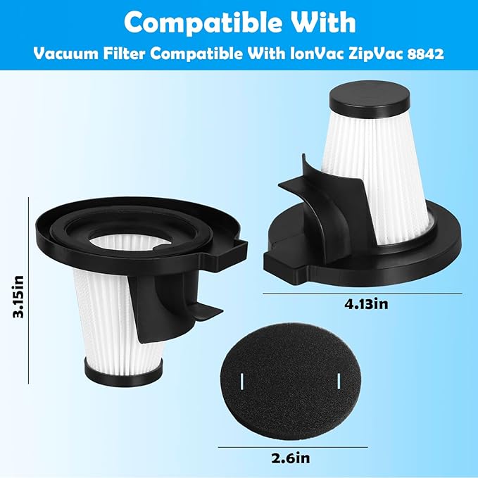 Filter Replacement Compatible with IonVac ZipVac 8842 8200 Handheld Vacuum Cleaner
