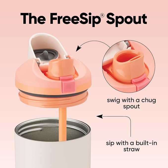 Owala FreeSip Tumbler - Stainless Steel-40-oz.-Orange/Tan(Sparkling Sherbet)